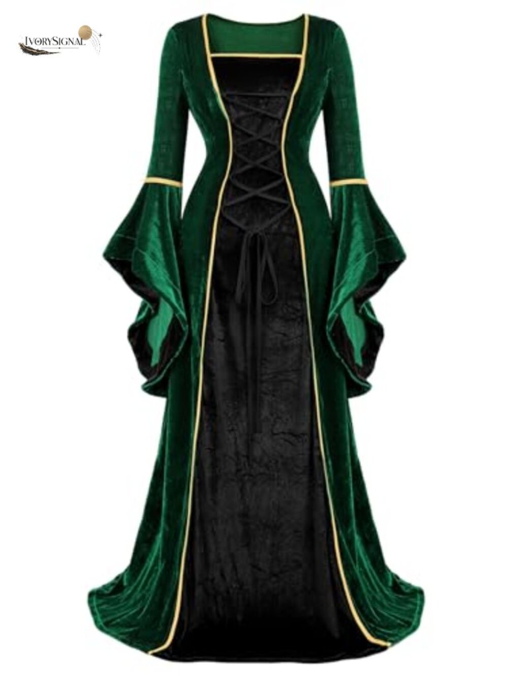 Medieval Renaissance Dress Women's Velvet Maxi Long Sleeve Costume
